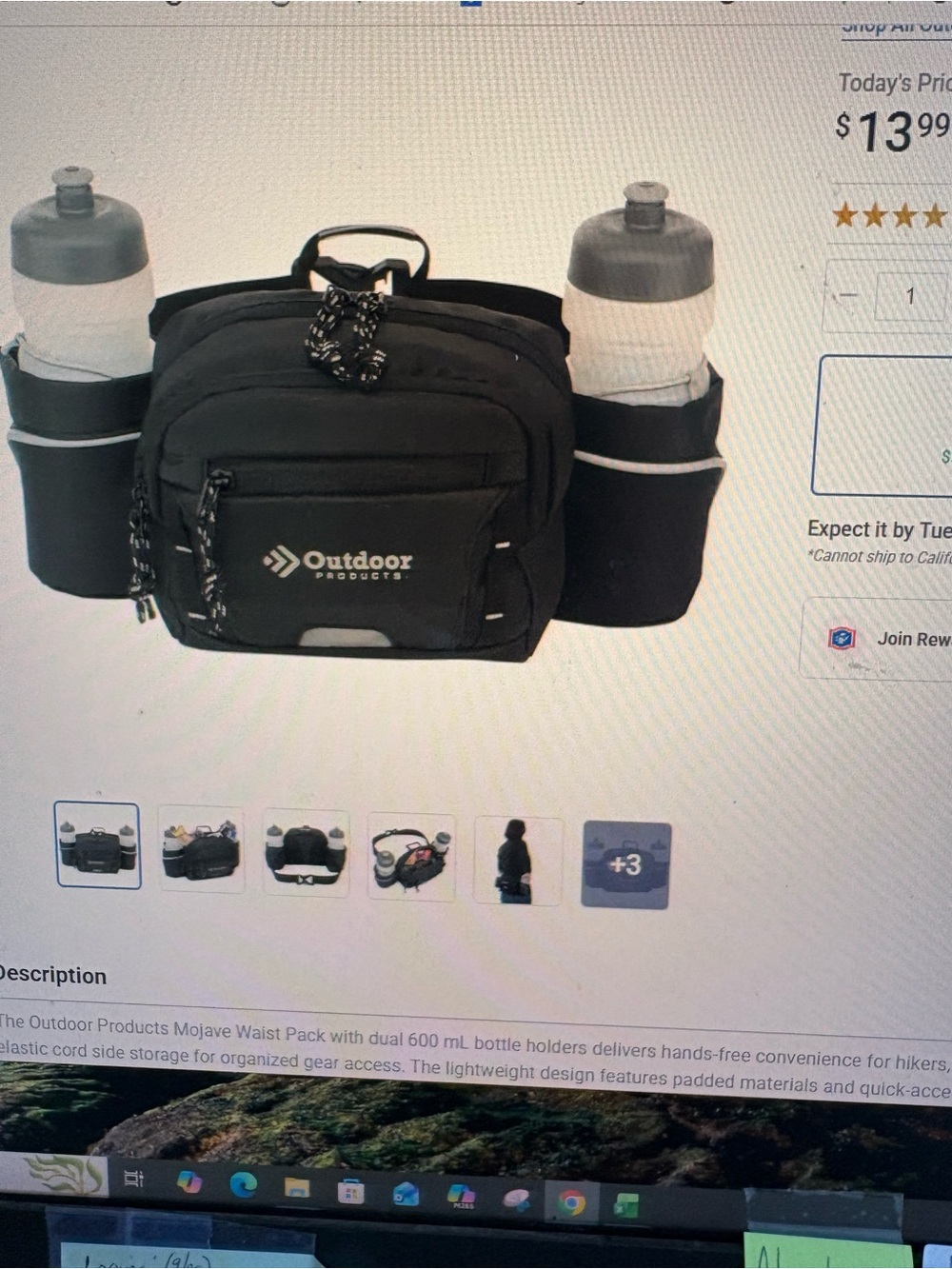 Outdoor Products Men's Black Belt Bag with Reflective Trim